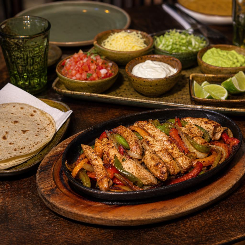 Sizzling chicken fajitas